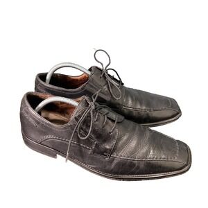 Brassboot Mens Black Leather Square Toe Lace Up Derby Dress Shoes 10M Office Vtg